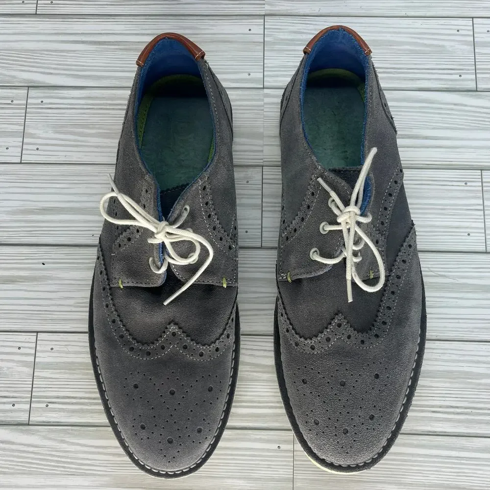 Ted Baker Men's Wingtip Gray Suede Leather Lace-up Oxford Dress Shoes Size 11.5
